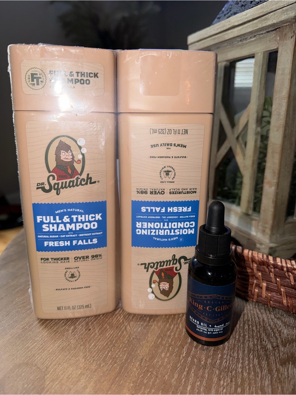 Men's Dr. Squatch Full & Thick Shampoo Set & King Gillette Beard Oil Trio RV:$38